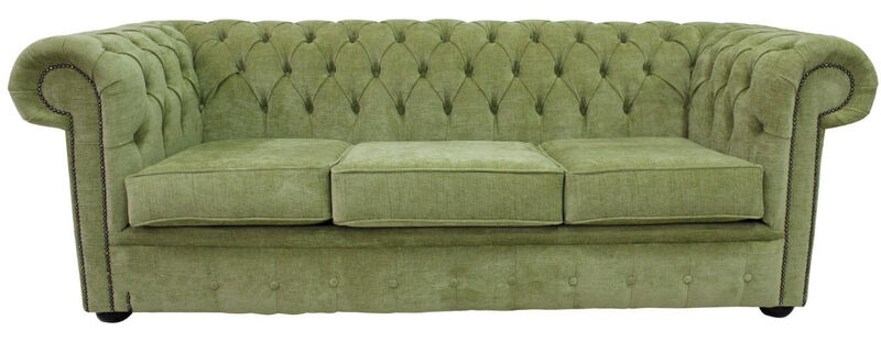 Product photograph of Chesterfield 3 Seater Settee Velluto Lime Green Fabric Sofa Offer from Designer Sofas 4U