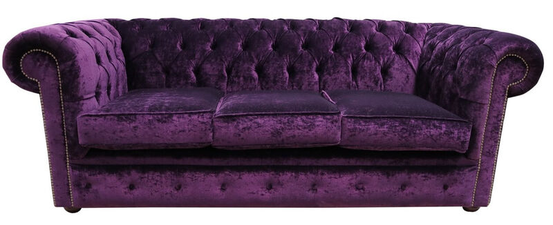 Product photograph of Chesterfield 3 Seater Settee Modena Aubergine Velvet Sofa Offer from Designer Sofas 4U