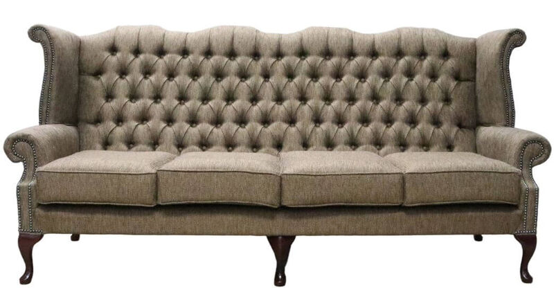 Product photograph of Chesterfield 4 Seater Queen Anne Sofa Dundee Chestnut Fabric from Designer Sofas 4U