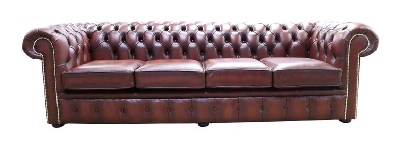 Chesterfield 4 Seater Settee Light Rust Leather Sofa Offer