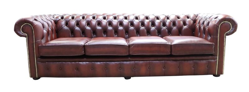 Product photograph of Chesterfield 4 Seater Settee Light Rust Leather Sofa Offer from Designer Sofas 4U