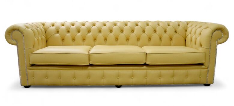 Chesterfield 4 Seater Settee Deluca Yellow Leather Sofa Offer