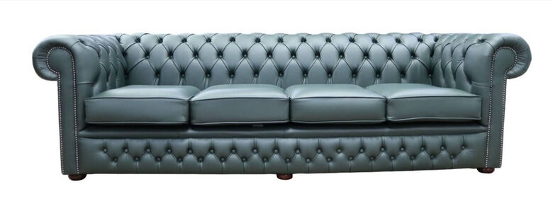 Chesterfield 4 Seater Settee Jade Green Leather Sofa Offer