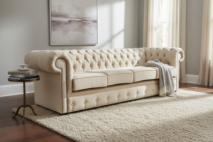 Chesterfield 4 Seater Settee Pimlico Natural Fabric Sofa Offer