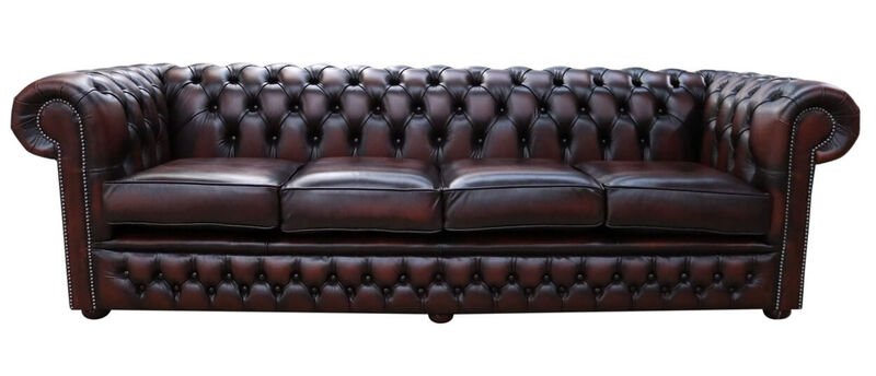 Product photograph of Chesterfield 4 Seater Settee Antique Rust Leather Sofa Offer from Designer Sofas 4U