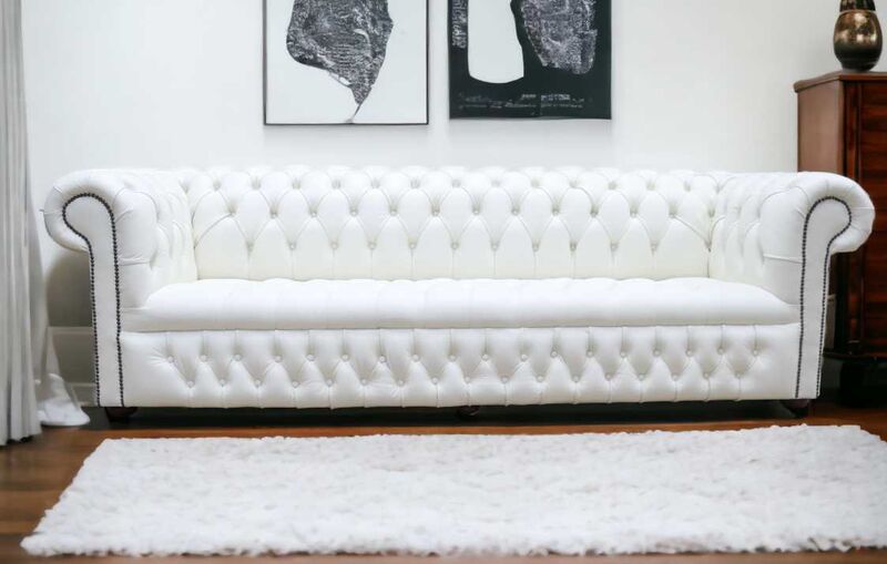 Product photograph of Chesterfield 4 Seater Settee Buttoned Seat Shelly White Amp Hellip from Designer Sofas 4U