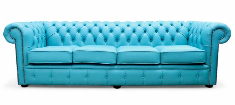 Chesterfield 4 Seater Sofa Dark Teal Leather Offer