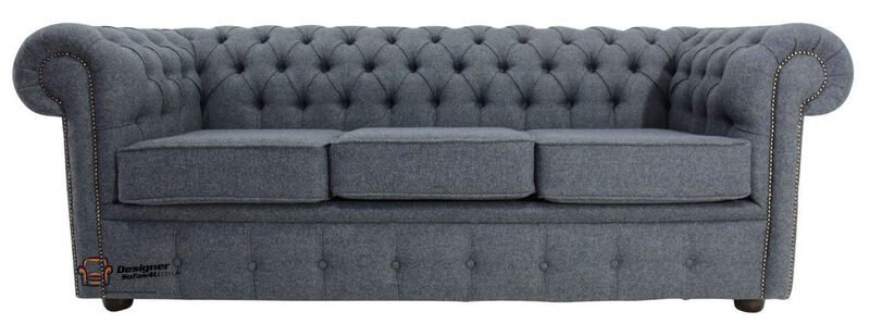 Product photograph of Chesterfield Arnold Wool 3 Seater Sofa Settee Glamis Glacier Grey from Designer Sofas 4U