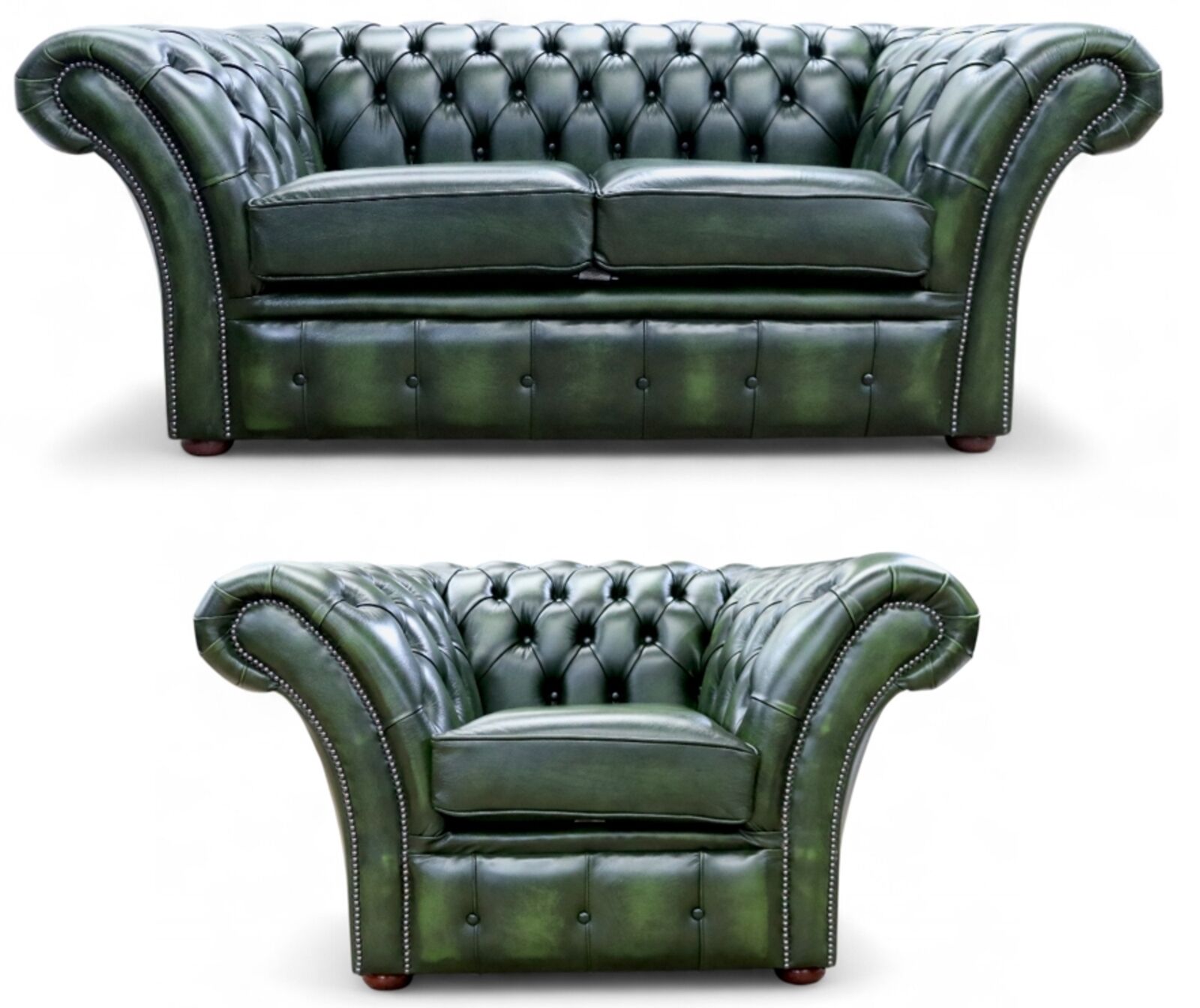 Chesterfield Balmoral 2+1 Seater Sofa Suite Antique Green Leather
