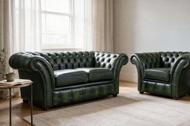 Chesterfield Balmoral 2+1 Seater Sofa Suite Antique Green Leather