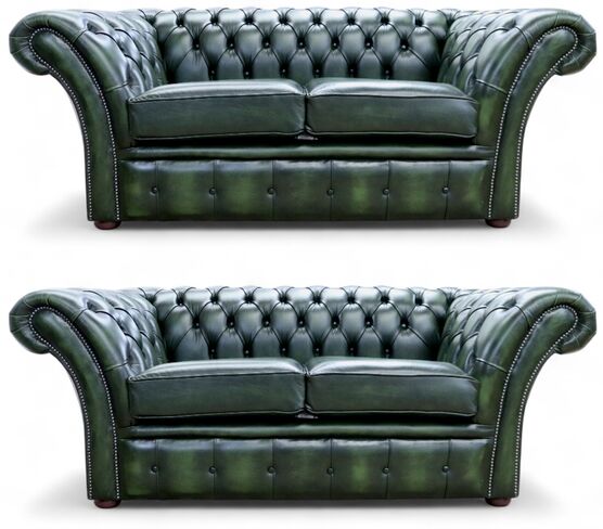 Chesterfield Balmoral 2+2 Seater Sofa Suite Antique Green Leather