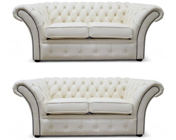 Chesterfield Balmoral 2+2 Sofa Suite Shelly Cottonseed Leather