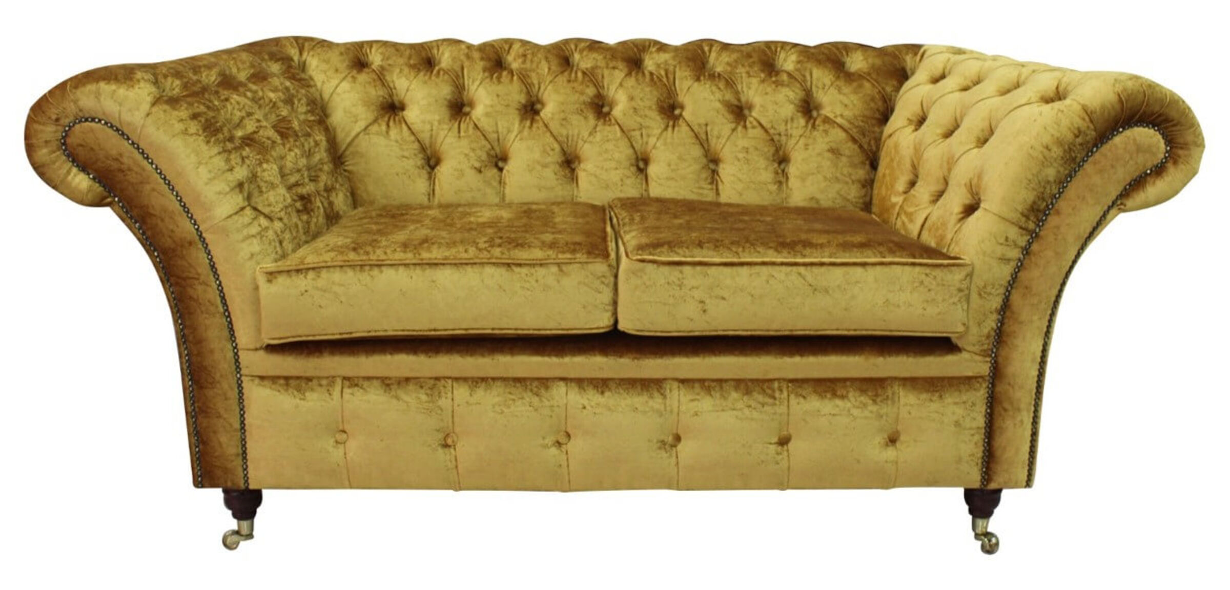 Boutique Gold Velvet Chesterfield Balmoral 2 Seater Sofa 12Month Warranty