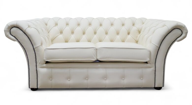 Chesterfield Balmoral 2 Seater Sofa Settee Shelly Cottonseed Leather
