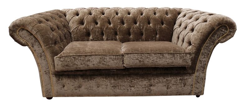 Chesterfield Balmoral 2 Seater Sofa Settee Modena Latte Brown Velvet