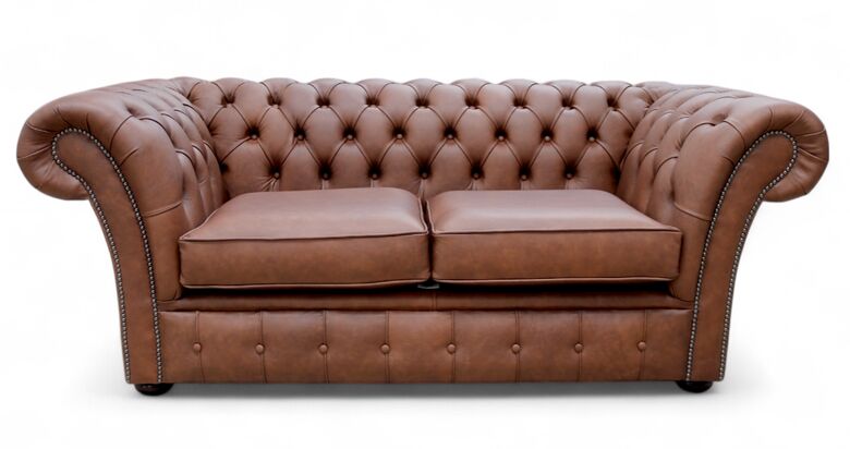 Chesterfield Balmoral 2 Seater Sofa Settee Etna Bourbon Leather