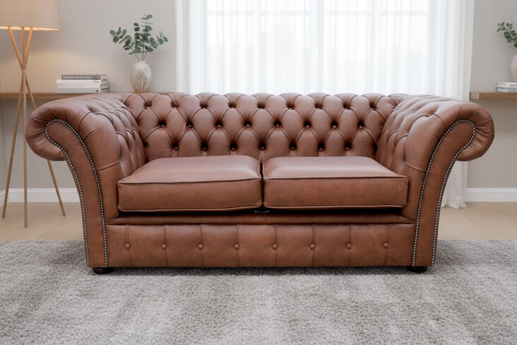 Chesterfield Balmoral 2 Seater Sofa Settee Etna Bourbon Leather