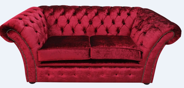 Chesterfield Balmoral 2 Seater Sofa Settee Modena Pillarbox Red Velvet Fabric