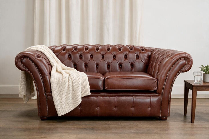 Chesterfield Balmoral 2 Seater Sofa Settee Old English Hazel Leather