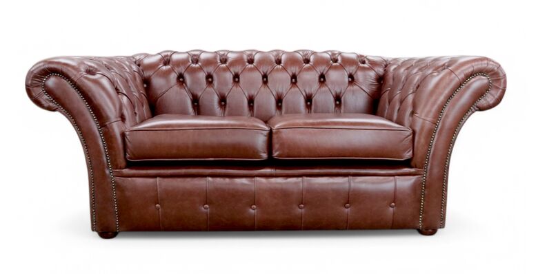 Chesterfield Balmoral 2 Seater Sofa Settee Old English Hazel Leather