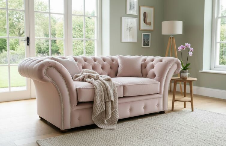 Chesterfield Balmoral 2 Seater Sofa Settee Passion Powder Pink