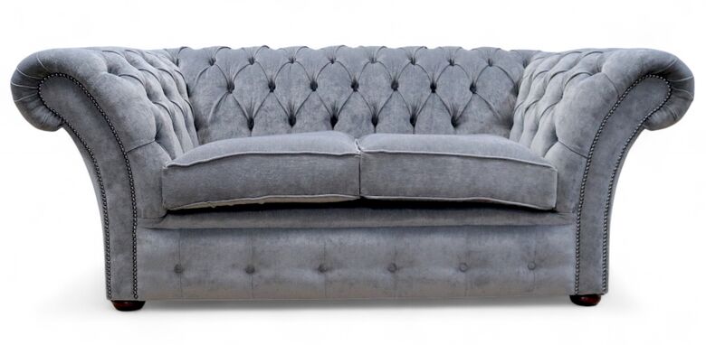 Chesterfield Balmoral 2 Seater Sofa Settee Pimlico Carbon Grey Fabric