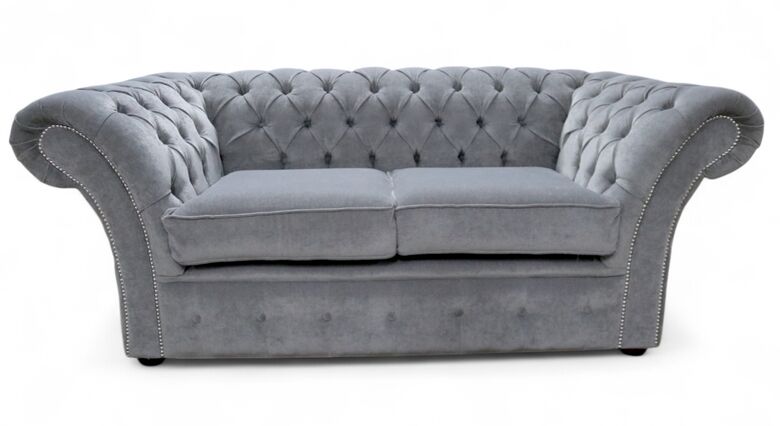 Chesterfield Balmoral 2 Seater Sofa Settee Pimlico Grey Fabric