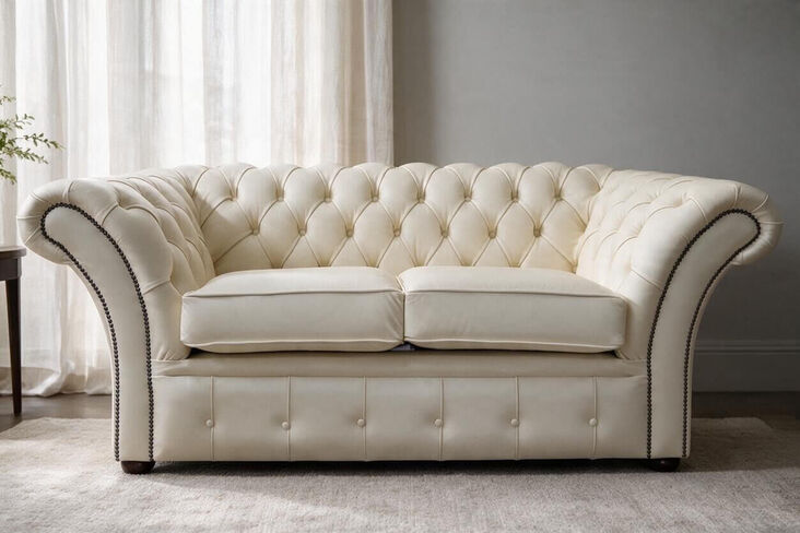 Chesterfield Balmoral 2 Seater Sofa Settee Shelly Cottonseed Leather