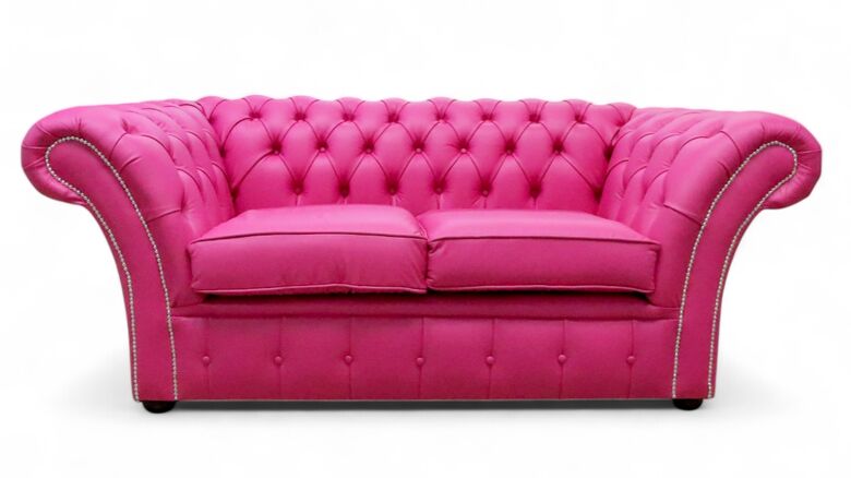 Chesterfield Balmoral 2 Seater Sofa Settee Vele Fuchsia Pink Leather