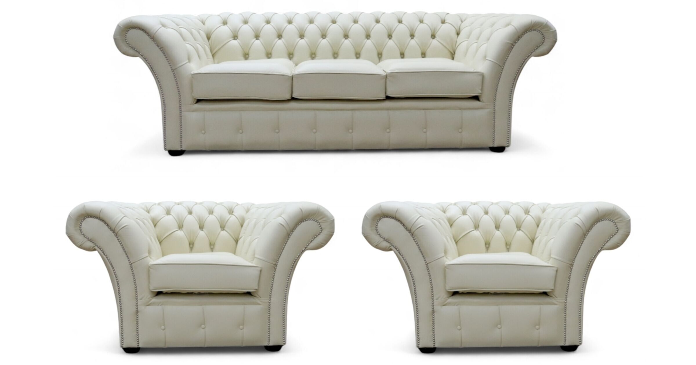 Chesterfield Balmoral 3+1+1 Sofa Suite – Shelly Cream Leather