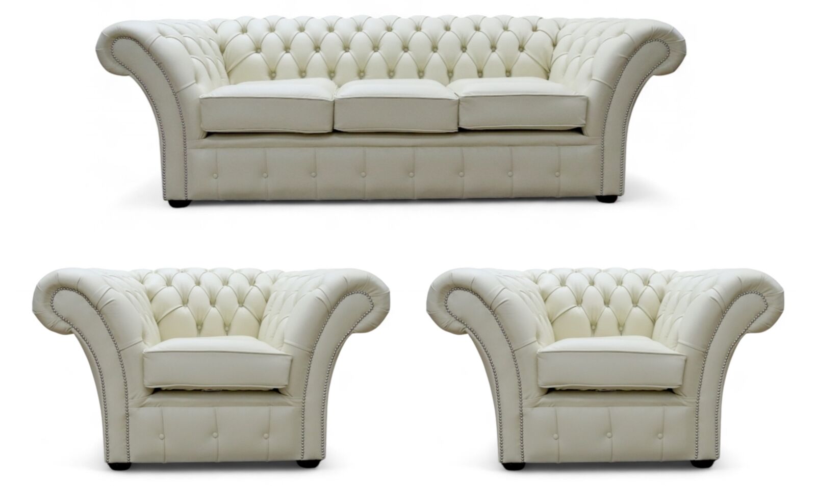 Chesterfield Balmoral 3+1+1 Sofa Suite Shelly Cream Leather