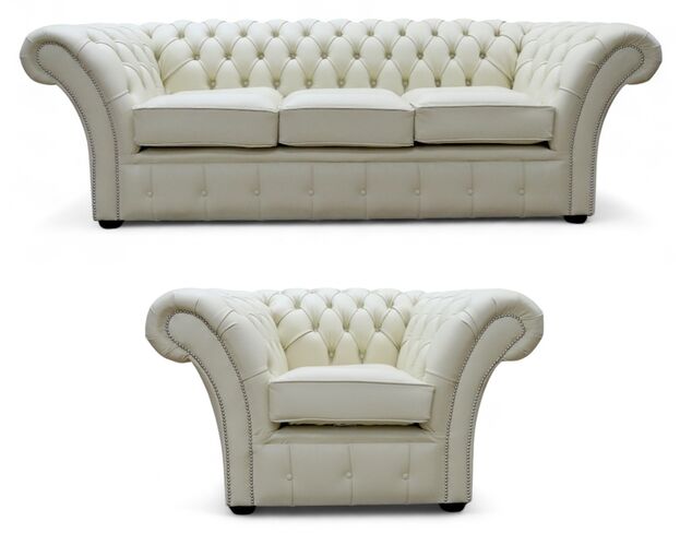 Chesterfield Balmoral 3+1 Sofa Suite Shelly Cream Leather