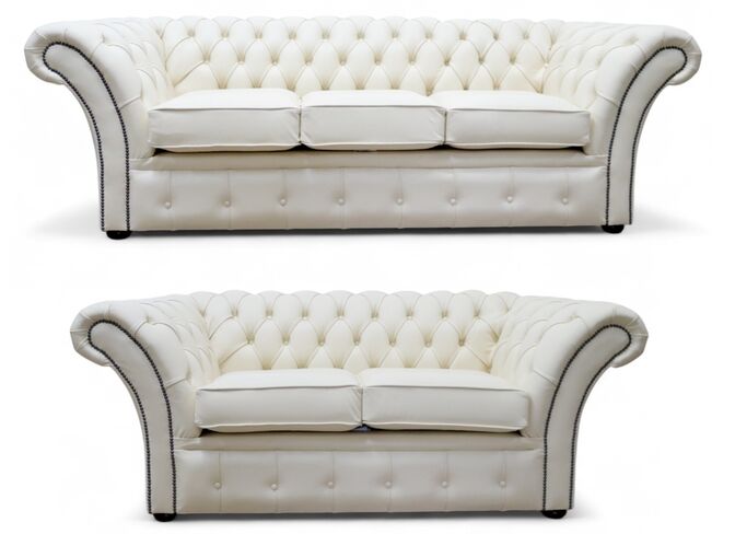 Chesterfield Balmoral 3+2 Sofa Suite Shelly Cottonseed Leather