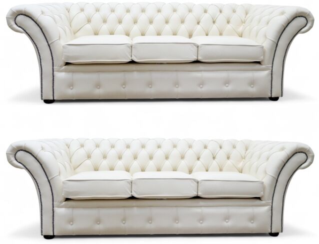 Chesterfield Balmoral 3+3 Seater Sofa Suite Cottonseed Leather