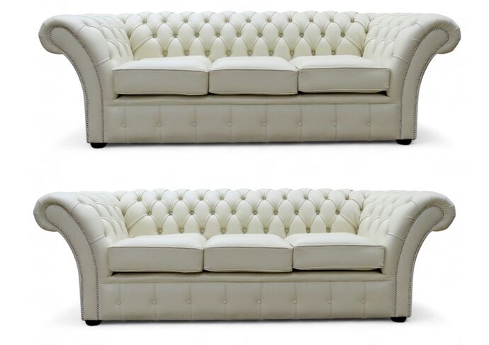 Chesterfield Balmoral 3+3 Sofa Suite Shelly Cream Leather
