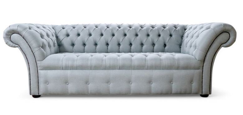 Chesterfield Balmoral 3 Seater Buttoned Seat Sofa Settee Tweed Lime Fabric