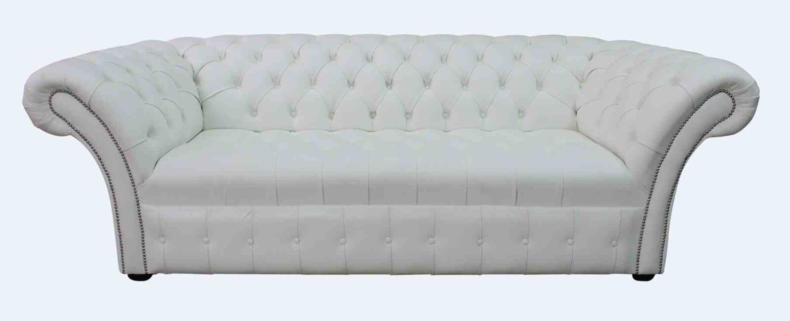 Product photograph of Chesterfield Balmoral 3 Seater Sofa Settee Buttoned Seat Winter White Leather from Designer Sofas 4U