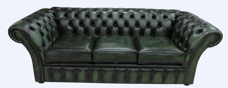 Product photograph of Chesterfield Balmoral 3 Seater Sofa Settee Antique Green Leather from Designer Sofas 4U