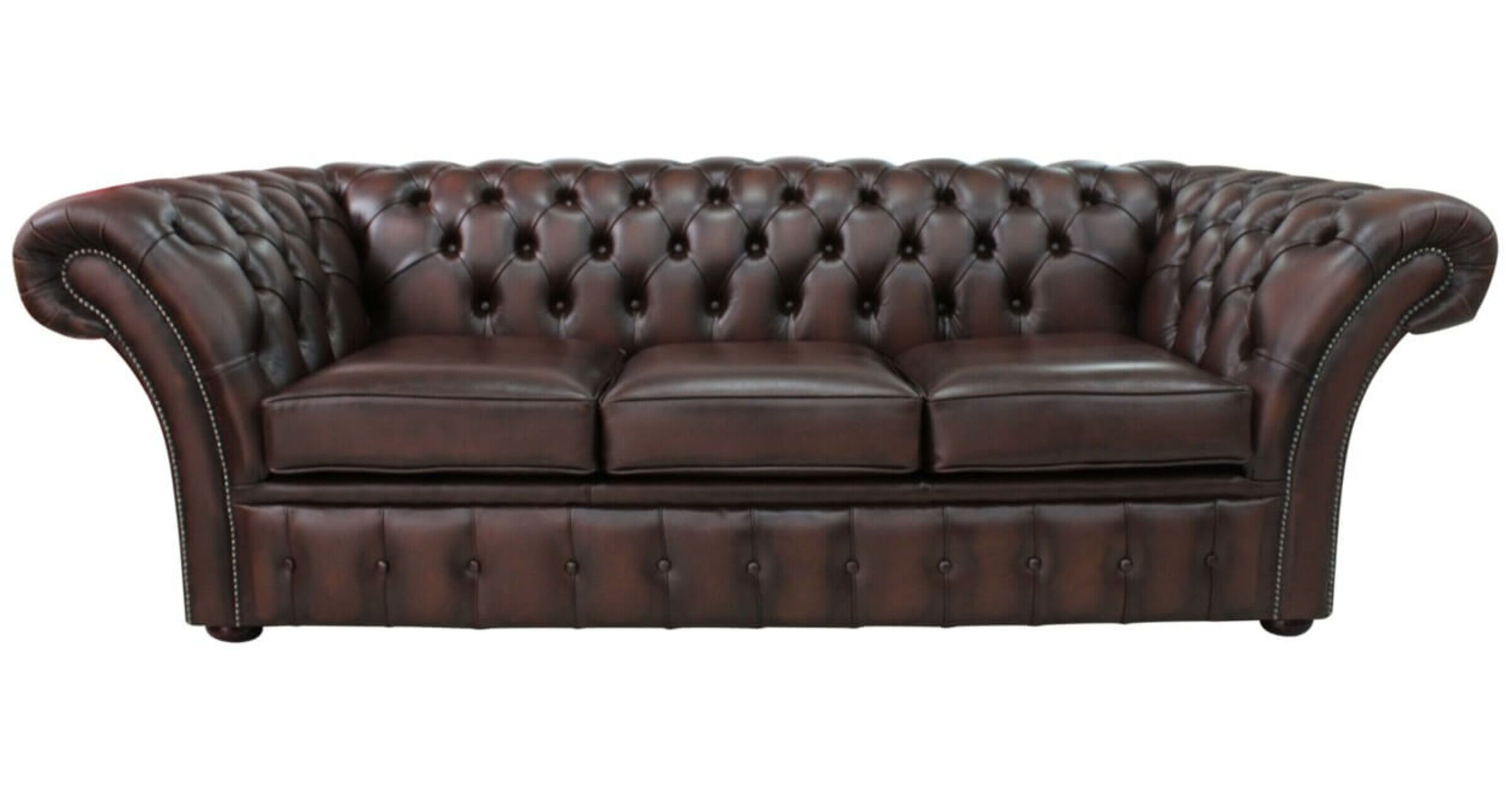 Chesterfield Belmont 3 Seater Sofa Settee Antique Brown Leather