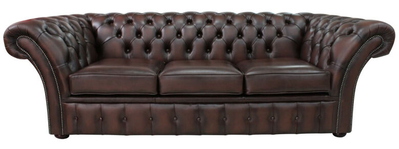 Chesterfield Calvert 3 Seater Sofa Settee Antique Brown Leather