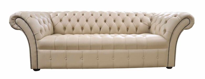 Chesterfield Balmoral 3 Seater Sofa Settee Buttoned Seat Stone Leather