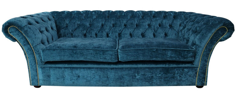 Chesterfield Balmoral 3 Seater Sofa Settee Velvet Modena Peacock