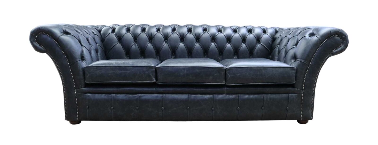 Product photograph of Chesterfield Balmoral 3 Seater Sofa Settee New England Texas Black Leather from Designer Sofas 4U