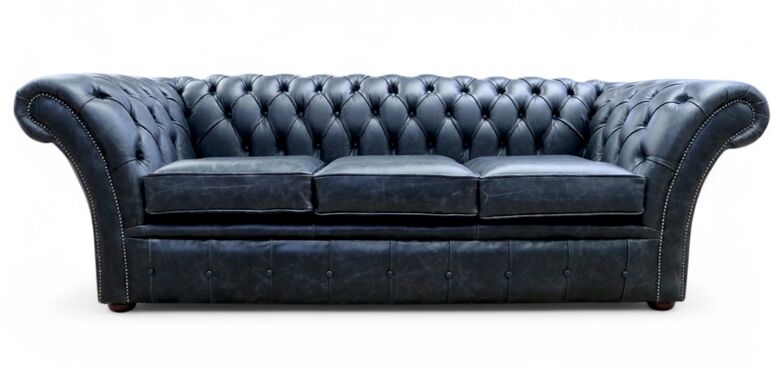 Chesterfield Balmoral 3 Seater Sofa Settee New England Texas Black Leather