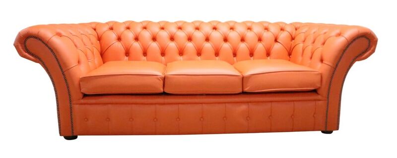 Product photograph of Chesterfield Balmoral 3 Seater Sofa Settee Orange Leather from Designer Sofas 4U
