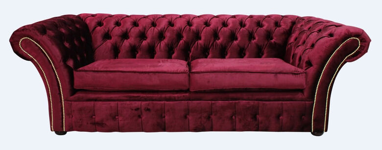Chesterfield Balmoral 3 Seater Sofa Settee Velvet Rosso Red