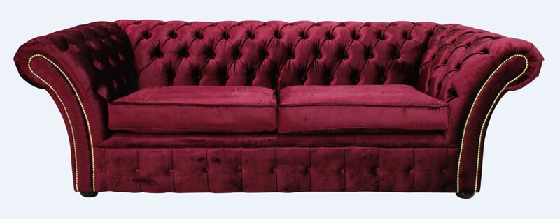 Product photograph of Chesterfield Balmoral 3 Seater Sofa Settee Velvet Rosso Red from Designer Sofas 4U