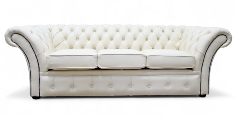 Chesterfield Balmoral 3 Seater Sofa Settee Cottonseed Leather