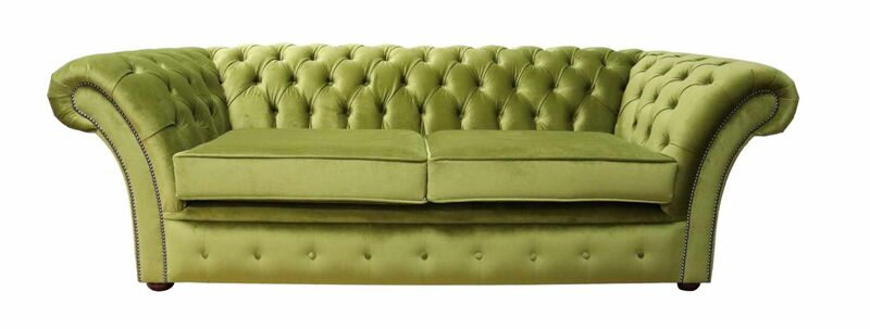 Product photograph of Chesterfield Balmoral 3 Seater Sofa Settee Malta Grass Green Velvet from Designer Sofas 4U