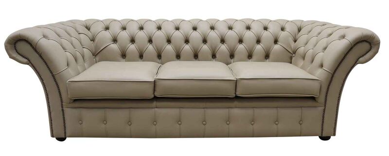 Product photograph of Shelly Pebble Leather Chesterfield Balmoral 3 Seater Sofa Settee Amp Hellip from Designer Sofas 4U